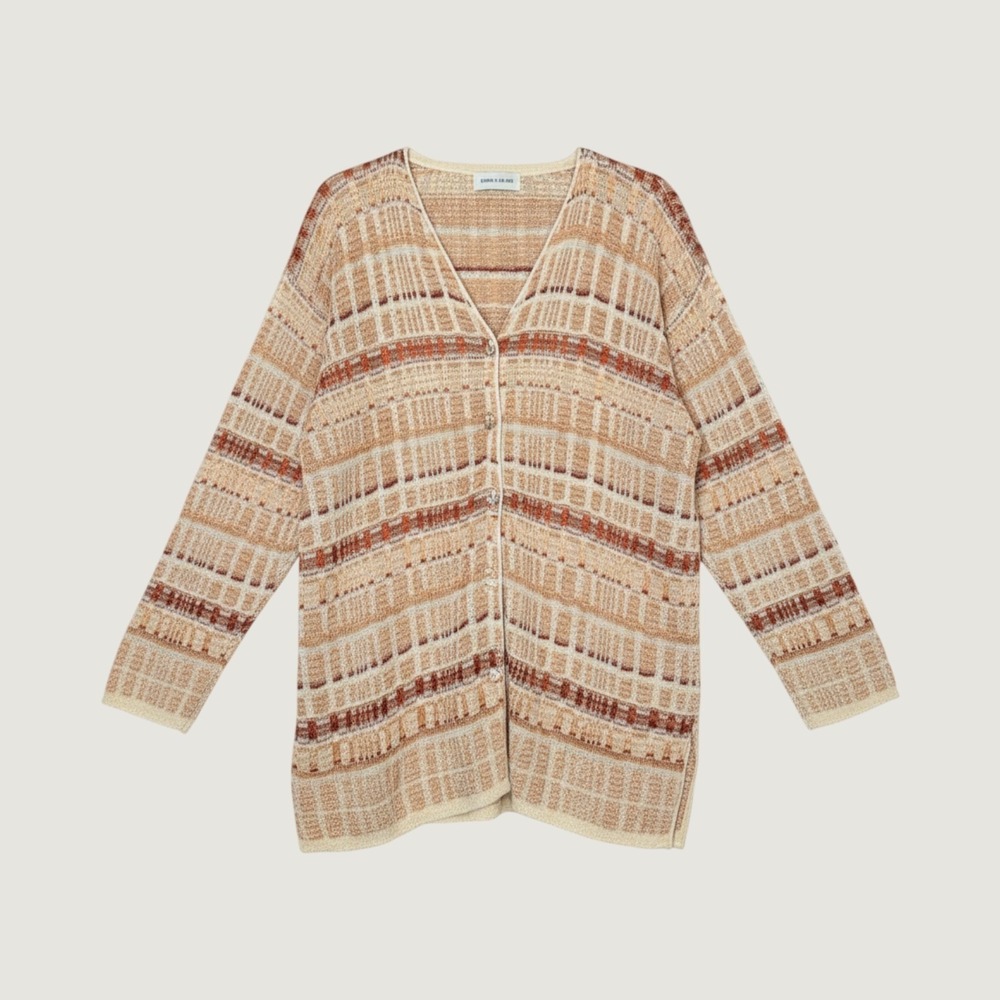 Andrea Casati Vintage Italian Knit Cardigan Sweater Cream Copper Italy Vacation